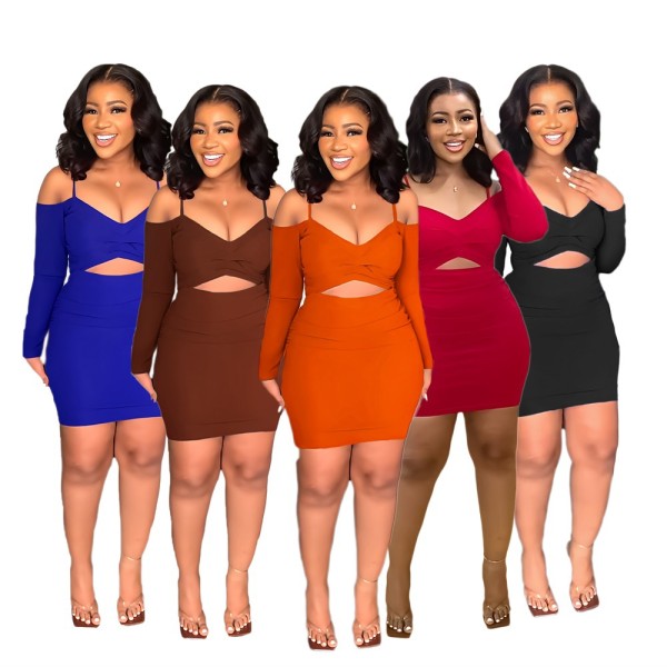 Sexy Slim Versatile Off Shoulder Strap Mini Hip Wrap Dress