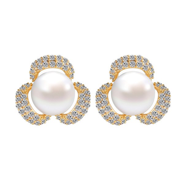 Simple Zircon Earrings s925 Sterling Silver Freshwater Pearl Earrings Women's Fashion Charm Jewelry