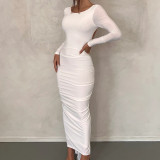Women's sexy backless tight long dress Fashion long sleeve hip lift high waist dress