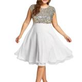 Oversize Dress Solid Chiffon Sequins Sleeveless Zipper Dress