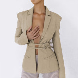 Cardigan suit jacket fashionable hot sale casual long sleeve lace up women's suit new style versatile
