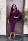 Temperament Bat Sleeve Low Breast Tight One Step Women's Dress