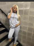 Alphabet short sleeve top trousers two-piece suit