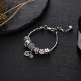Crown Colored Glass Bracelet Concentric Lock with Diamond Heart Gift Box String Bracelet Jewelry