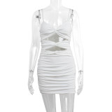 Strap Women's Dress Summer Hollow out V-neck Sexy Wrap Hip Dress Twisted Strip Dress