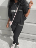 Alphabet short sleeve top trousers two-piece suit