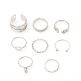 Diamond set open ring 8-piece personality set ring ring ring forefinger joint tail ring