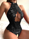 Sexy Lace Perspective Open Crotch Bodysuit