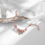 Crown Colored Glass Bracelet Concentric Lock with Diamond Heart Gift Box String Bracelet Jewelry