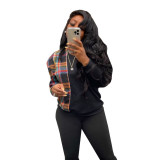Contrast panel round neck long sleeve personalized sweater