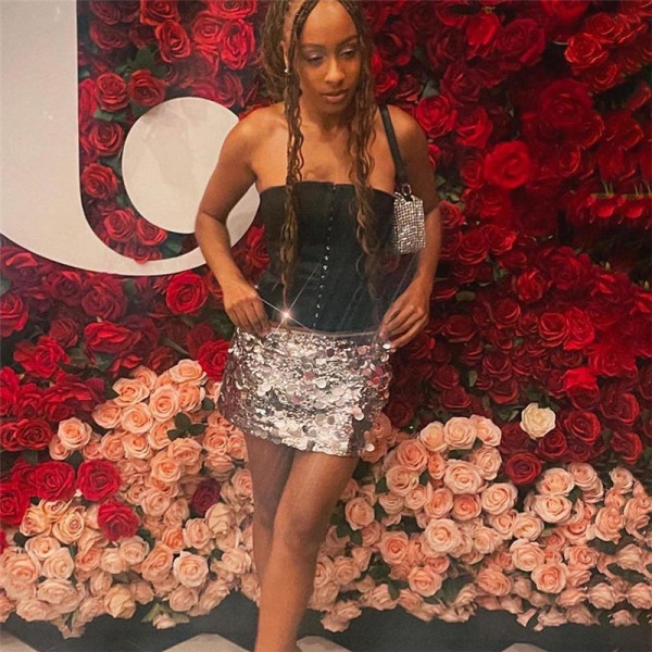 Fashion sexy hot girl sequins reflective short hip wrap skirt