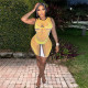 Fashionable 3D printing sexy mesh slim wrap dress