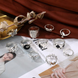 Fashion Bagua Poker Butterfly Broken Heart Mushroom Combination 11 piece Set Ring