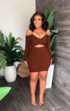 Sexy Slim Versatile Off Shoulder Strap Mini Hip Wrap Dress
