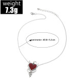 Heart shaped wing collarbone chain necklace female pendant small fox oil inlaid diamond lovely animal necklace