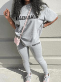 Alphabet short sleeve top trousers two-piece suit