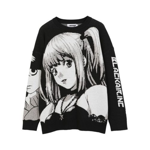 Sweater with round neck fashion cartoon loose knit base coat