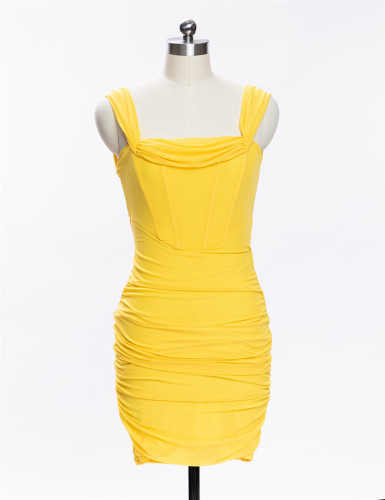 Dress Sexy short skirt Celebrity suspender Yellow design suspender skirt