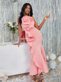 Dress Ruffle Occasion Prom Backless Sexy Sling Club Dress Long Dress