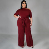 Oversize Women's Fashion Solid Shoulder Strap Jumpsuit Wide Leg Pants