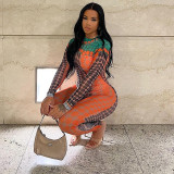Stand Collar Long Sleeve Bodysuit High Waist Tight Leggings Fashion Bodysuit