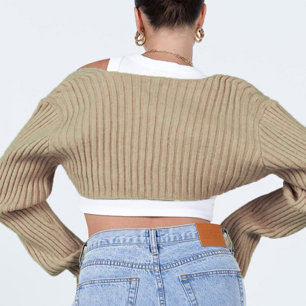 Long sleeve classic clean color versatile hot girl woolen blouse