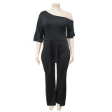 Oversize Women's Fashion Solid Shoulder Strap Jumpsuit Wide Leg Pants