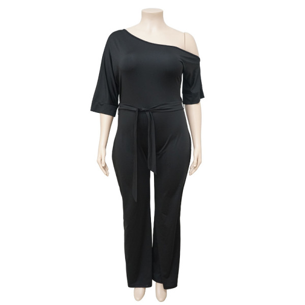 Oversize Women's Fashion Solid Shoulder Strap Jumpsuit Wide Leg Pants