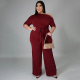 Oversize Women's Fashion Solid Shoulder Strap Jumpsuit Wide Leg Pants