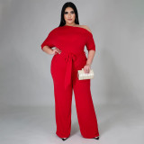 Oversize Women's Fashion Solid Shoulder Strap Jumpsuit Wide Leg Pants