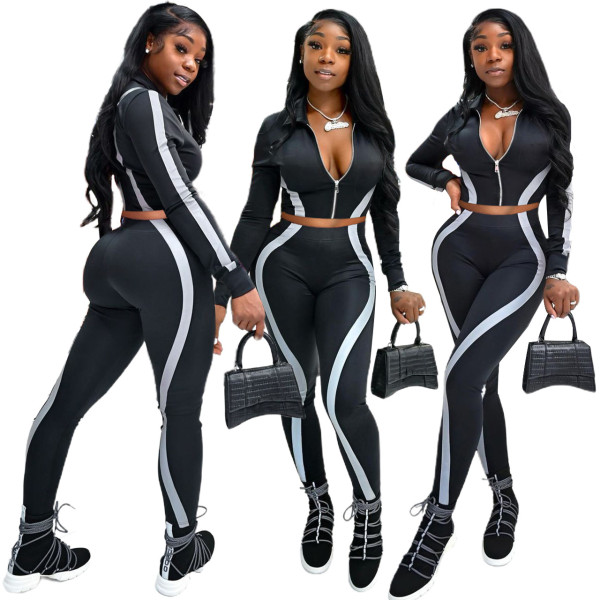 Fashion casual open waist sports two-piece set