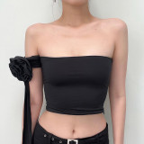 Three dimensional flower multi wear top temperament casual versatile bra vest