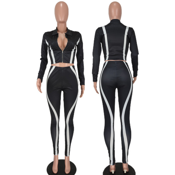 Fashion casual open waist sports two-piece set