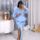 Square Neck Studded Beads Perspective Lantern Sleeve Dress Elegant Party Dress One Step Dress