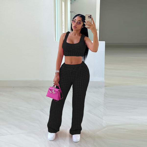 Sexy slim sleeveless vest high waist trousers casual sports suit