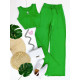 Sweet solid color short vest drawstring high waist straight trousers fashion casual suit