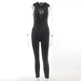 Lapel strap sexy chest tight-fitting hip jumpsuit fashion women's wear