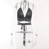 Sexy, shiny, deep V-neck, strapping, backless suspender, party versatile, hot girl top
