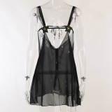Sexy characteristic chest cup suspender with open back strap dress perspective beach skirt