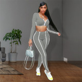 Solid color fashion casual sports two-piece set