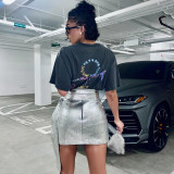 High waist skirt INS snakeskin buttock skirt