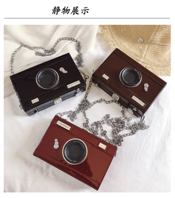 Fashion camera bag letter PU leather single shoulder diagonal bag casual women's bag