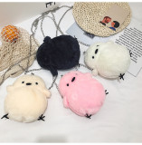 Oblique span plush bag, single shoulder zero purse, funny chicken bag, fluffy bag chain