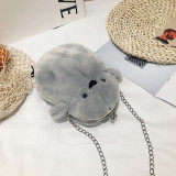 Oblique span plush bag, single shoulder zero purse, funny chicken bag, fluffy bag chain