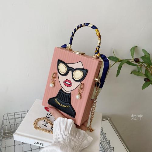 Dinner bag Personality small crowd graffiti mobile phone bag Vintage chain mobile phone bag