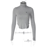 Half-high collar long-sleeved waistband tight-fitting underwear top