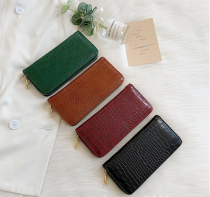 Crocodile handbag Women's purse French long zipper handbag Women's wallet wallet