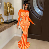 Women's pure color gauze perspective ironing long sleeve dress