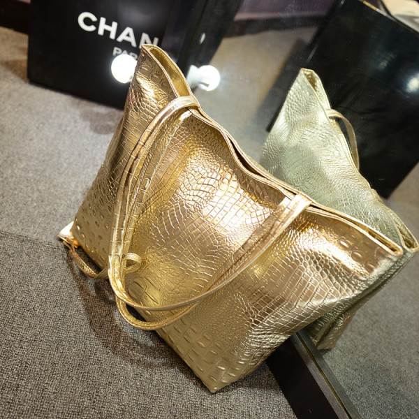 Large capacity single-shoulder PU handbag cross-border alligator pattern women's bag fashion commuter bag Tote bag