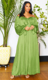 Chiffon solid color temperament off-shoulder elegant long dress fashion sexy loose dress